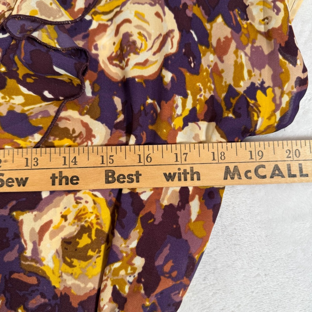 Lands End Floral Dress Wmns 10 Purple Ruffle Tie Waist Knee Length 422383A Boho - Picture 7 of 9